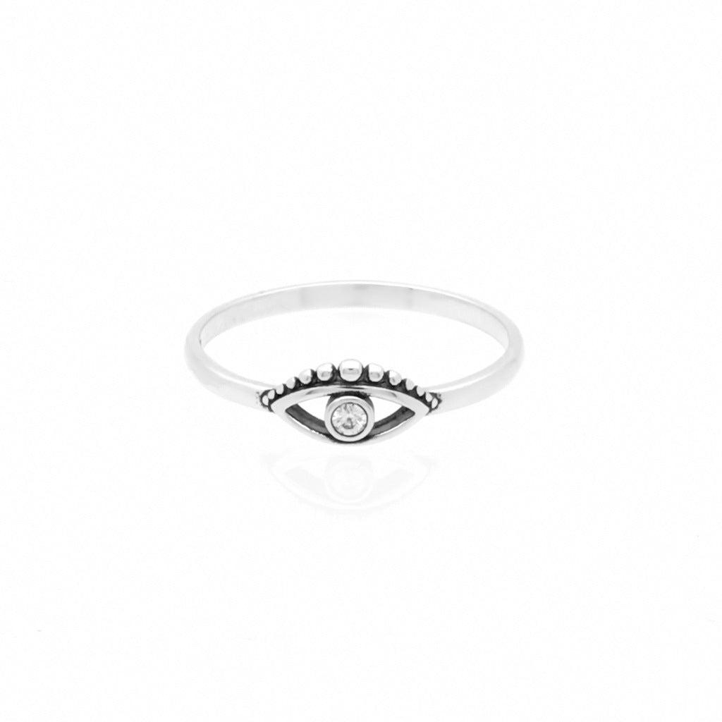 Evil Eye Sterling Silver Ring-Cubic Zirconia, Jewellery, Rings, Sterling Silver Rings, Women's Jewellery, Women's Rings-ssr0070-1_1-Glitters