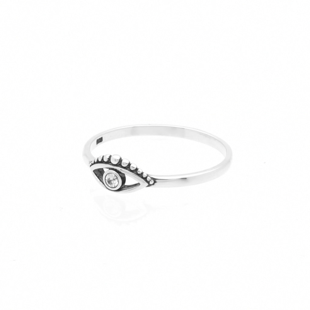 Evil Eye Sterling Silver Ring-Cubic Zirconia, Jewellery, Rings, Sterling Silver Rings, Women's Jewellery, Women's Rings-ssr0070-3_1-Glitters