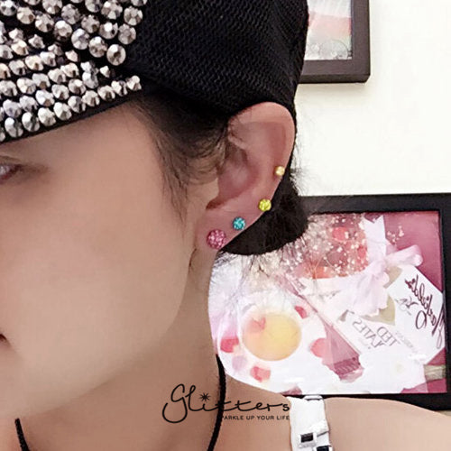 Ferido Crystal Disco Ball Top with Surgical Steel Tragus Barbell-Pink-Jewellery, Tragus, Women's Earrings, Women's Jewellery-tg0004-2_eb16da5c-e868-4eac-8433-505c0c63a701-Glitters
