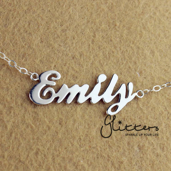 Personalized Sterling Silver Name Necklace-Script 5-name necklace, Personalized, Silver name necklace-tm-s-Glitters
