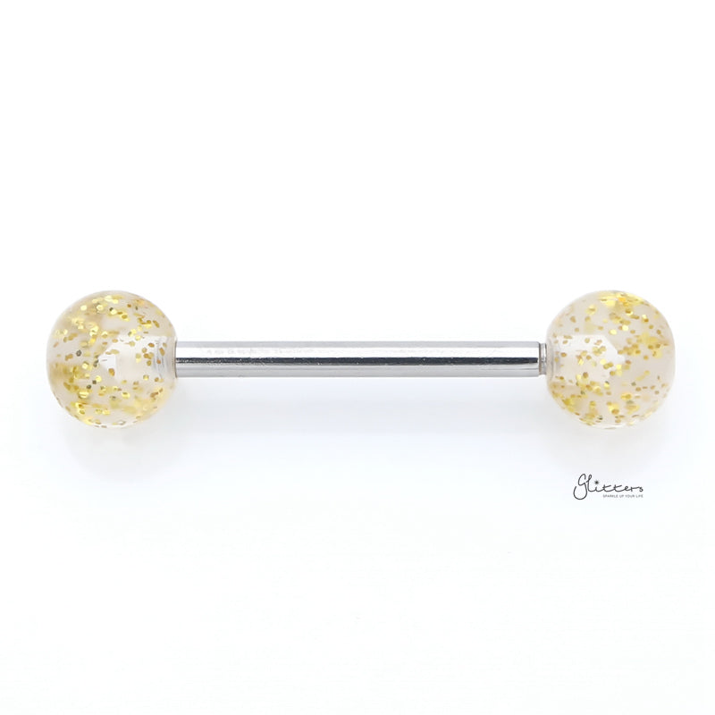 Glitters Acrylic Ball Tongue Barbell - Yellow-Body Piercing Jewellery, Glitters, Tongue Bar-tr0001-NG-Y115-Glitters