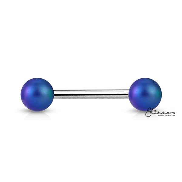 Matte Finish Pearlish Ball with 316L Surgical Steel Tongue Barbells-Body Piercing Jewellery, Tongue Bar-tr0001-pearlish-b-Glitters
