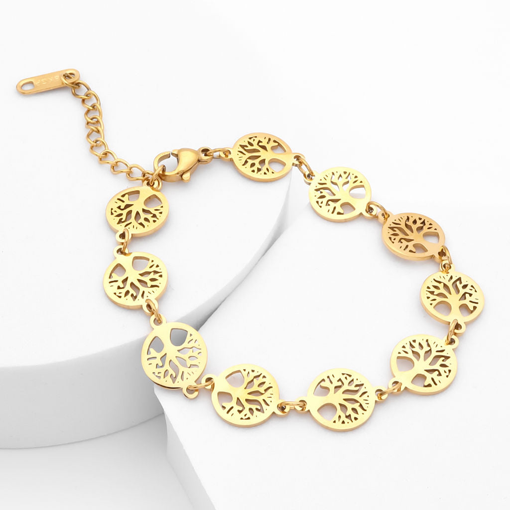 Stainless Steel Tree of Life Women's Bracelet - Gold-Bracelets, Jewellery, New, Stainless Steel, Stainless Steel Bracelet, Women's Bracelet, Women's Jewellery-wb0002-g2_1-Glitters